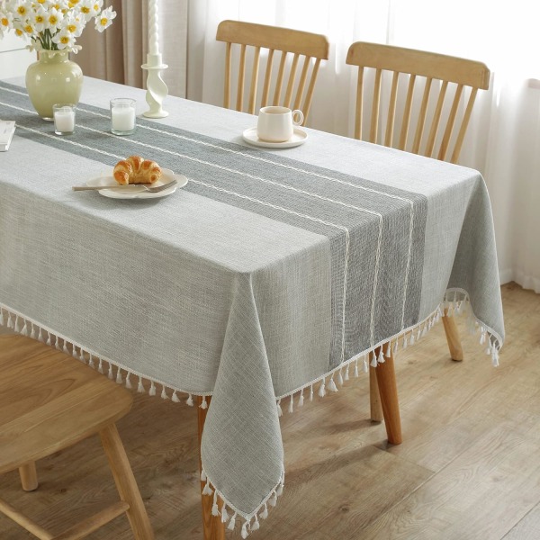 Cotton Linen Table Cloth Waterproof Tablecloth Wrinkle Free Farmhouse Dining Table Cover,Soft Fabric Table Cloths,Grey,55" X 70",4-6 Seats