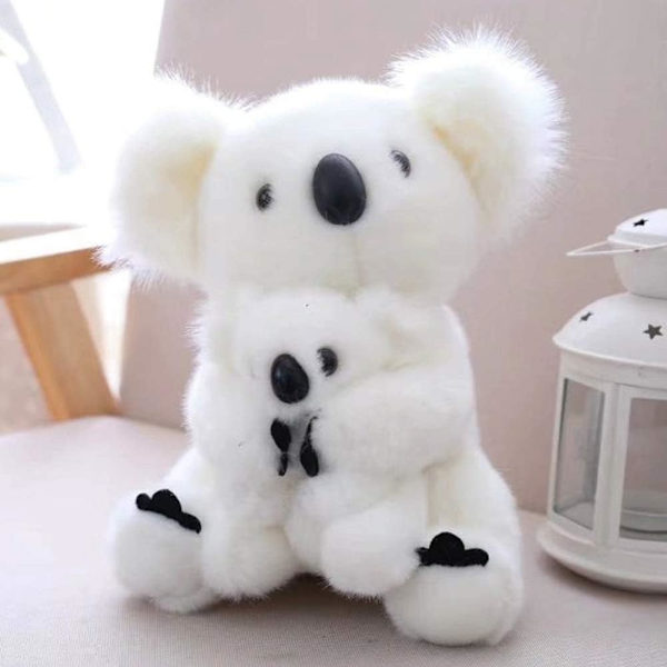 Söpö 11 tuuman Mummo ja Vauva Koala -pehmolelu Täytetty eläinlelu Pehmolelu Nukke (Valkoinen)