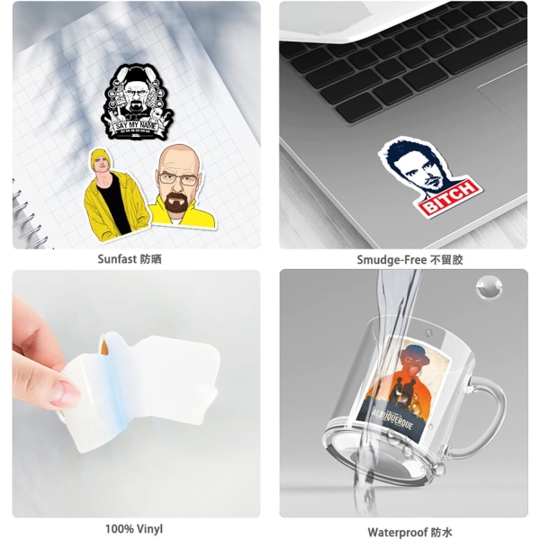 Breaking Bad -tarrat 50 kpl TV-sarjan tuotteita - Vedenkestävä vinyyli tarra vesipullolle