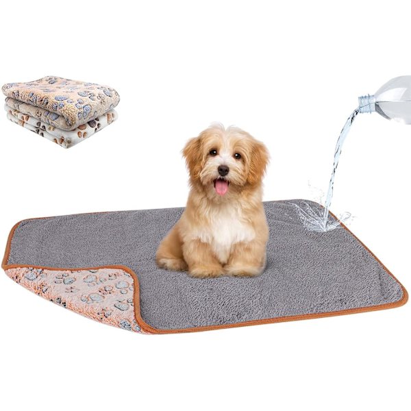 Vattentäta hundfiltar, 2-pack tvättbara hundfiltar för sängsoffa soffskydd Liten hundvalp katt 23\"×16\"(Vit+Kaffebrun)