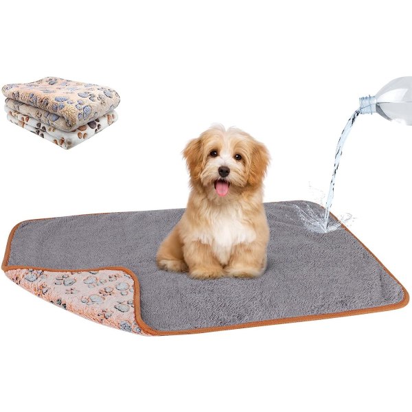 Vattentäta hundfiltar, 2-pack tvättbart hundtäcke för säng Soffa Soffskydd Liten hundvalp Katt 23"×16"(vit+kaffe)