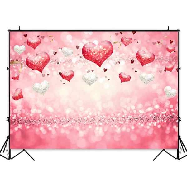 Valentine's Day Bakgrunner Rosa Kjærlighet Hjerte Glitter Paljetter Bokeh Fotografi Bakgrunn Bryllup 5x3ft Foto Bakgrunn Nyfødt Brud