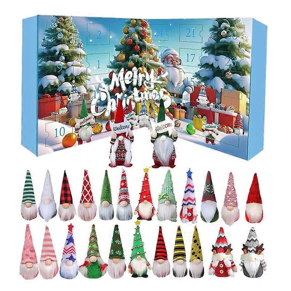 Tomtar Adventskalendere 2025 - 24 stk. Samlefigurer Nissedekorasjoner, 24 Dagers Julekalender E