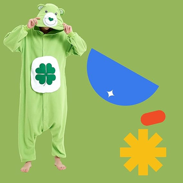 Unisex Vuxen Cartoon Kostym Halloween Jul Pyjamas Jumpsuit Onesies Plysch Cosplay Pyjamas Grön Björn L