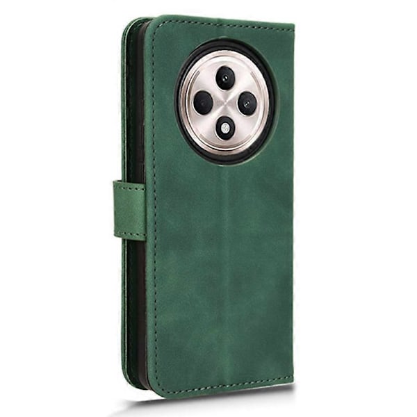 För Oppo Reno12 F 5G Fodral Skin-Feel Läder Plånbok Folio Flip Anti-Drop Telefonskal Green