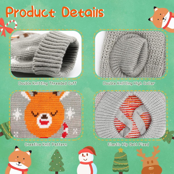 Julehundetrøje kæledyr turtleneck sweater med rensdyr snefnug mønster kæledyr ferie sweater S