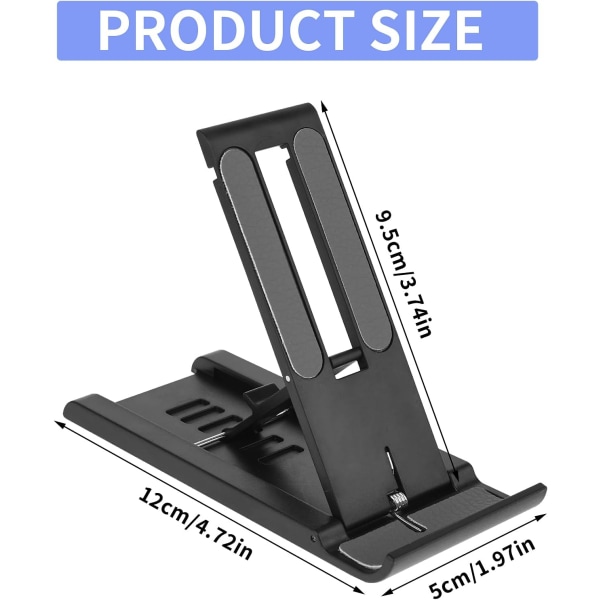 Mobiltelefonstativ, 6-trinns sammenleggbar mobiltelefonholder, mini bærbar nettbrettstativ, skrivebordsstativ for mobiltelefon, mobiltelefonholder
