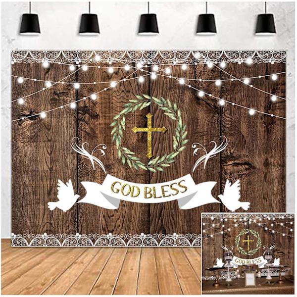 God Bless dåp tema fotografering bakgrunn 7x5ft vinyl barn gutt jente første nattverd fest dekor rekvisitter