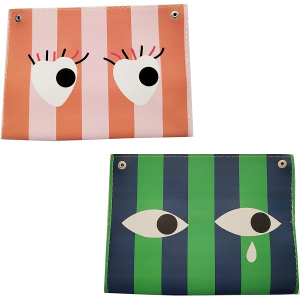 2 sett serviettboks, serviettboksholder, dekorativ ansiktshåndkleholder serviettboks skinn fargerik stripe øye oppbevaringsboks