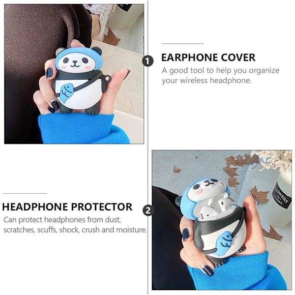 Cartoon Earphone Case Soft Silicone Earphone Protective Shell 3D Panda Shape Earbuds Case Shockproof Headset Cover