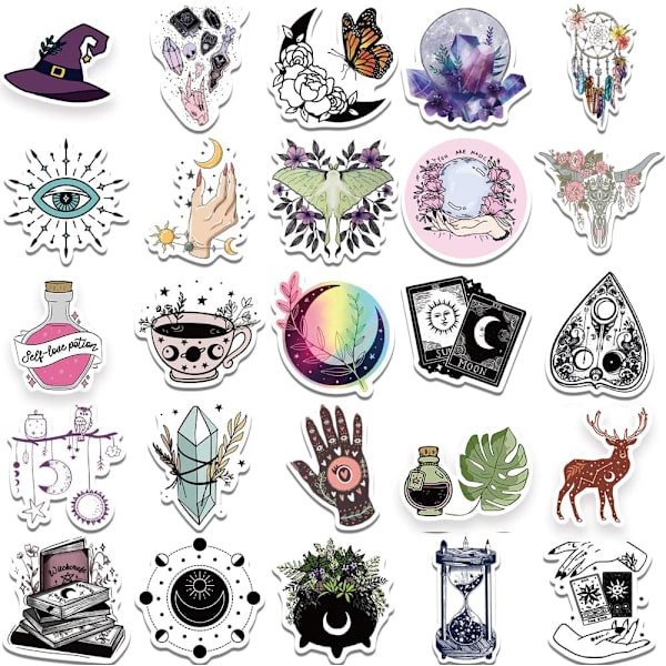 Stickers til vandflasker, 50 stk. Boho-stickers til voksne, søde vandtætte stickers til bærbar computer, bil, skateboard osv.