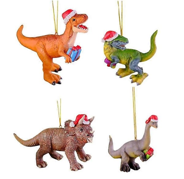 Dinosaurfigurer Hengende Ornamenter til Juletre grey