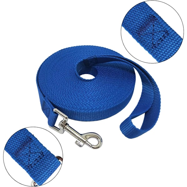 Nylon treningshundebånd for små, mellomstore og store hunder, 15ft 20ft 30ft 50ft lang bånd Hund/Valp Bånd, Camping1\" x 30ft Blå