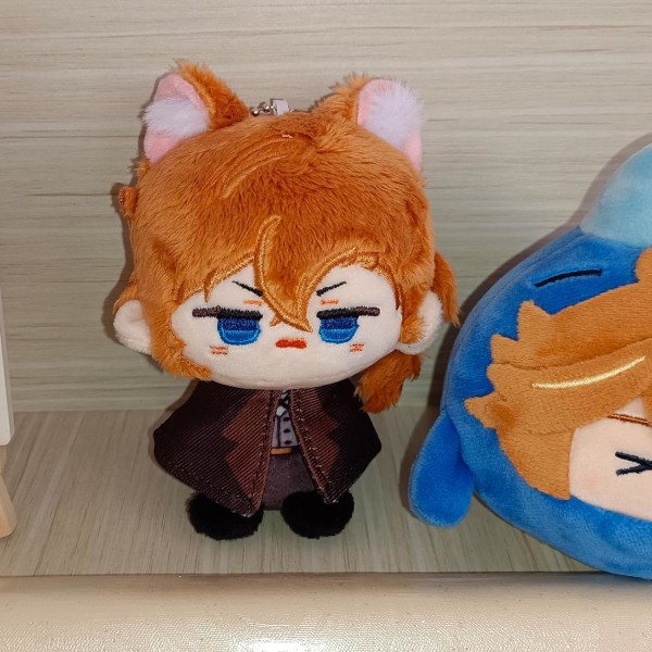 Plyschnyckelring, 4\" söt Chibi plyschfigur Nyckelring Hänge för ryggsäck, Dazai Osamu Chuuya Rampo Dostoevsky Plysch för BSD-fans (Nakahara Chuuya)