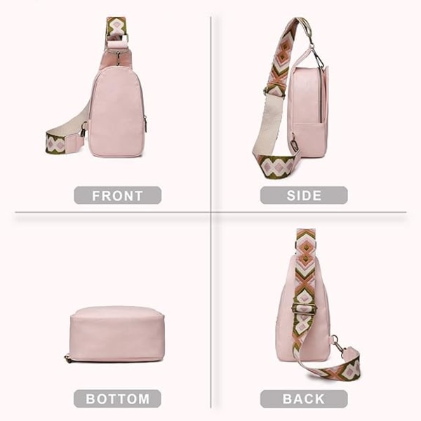 Kvinnors bröstväska axelväska liten crossbody dagryggsäck gitarrrem handväska PU läder sadelväska axelväska för resor