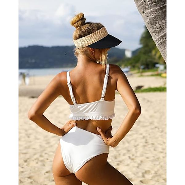Solhatte af strå til kvinder, solhat med skygge til kvinder, sommerhat til stranden, foldbar, rullbar hestehale solhat