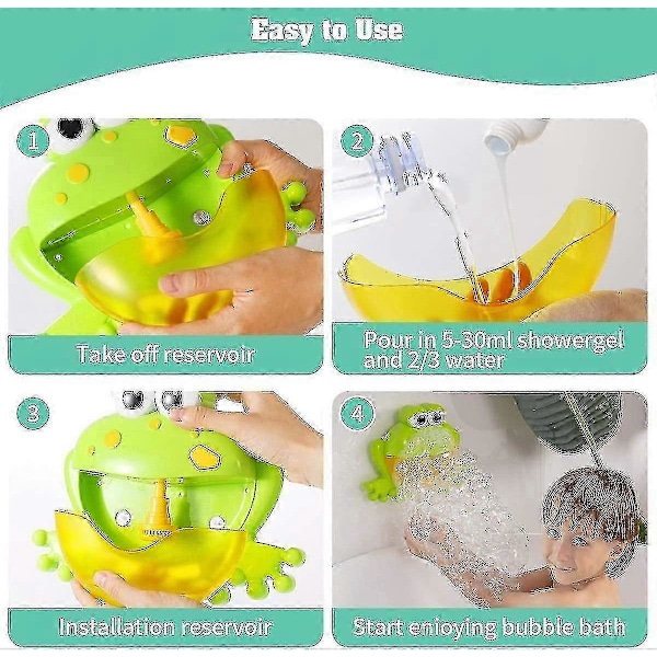 Baby Badeboble Legetøjssæt, Automatisk Frø Boblemaskine Børne Badeboblemaskine Med 12 Musik Baby F
