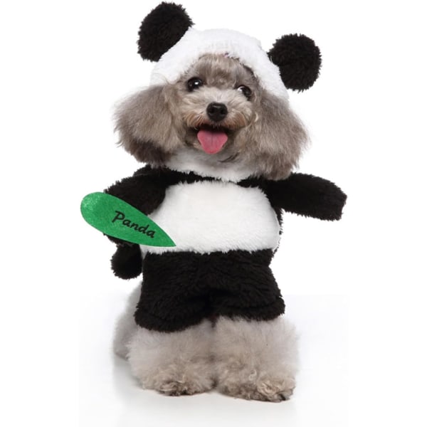 Hund Halloween-kostym - Spooktacular Cosplay-outfit för små-medelstora hundar och katter med hatt ingår - Kläder för husdjurs Halloween-fest (Panda,XL)