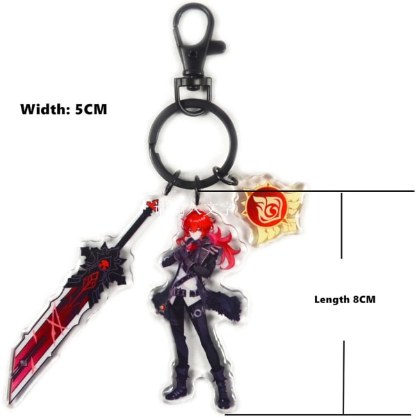 Cute Genshin Impact Cosplay Acrylic Keychain Accessories Pendant Key Ring Game Fans Gift 8 x 5cm(3.15in x 1.97in)