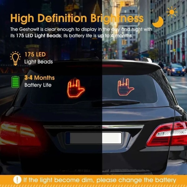 Gest Finger Light för ökad säkerhet: Inklusive Frog-dekorerade bilprydnader, tre unika gester, anti-bakre kollisionsljus och fjärrkontroll