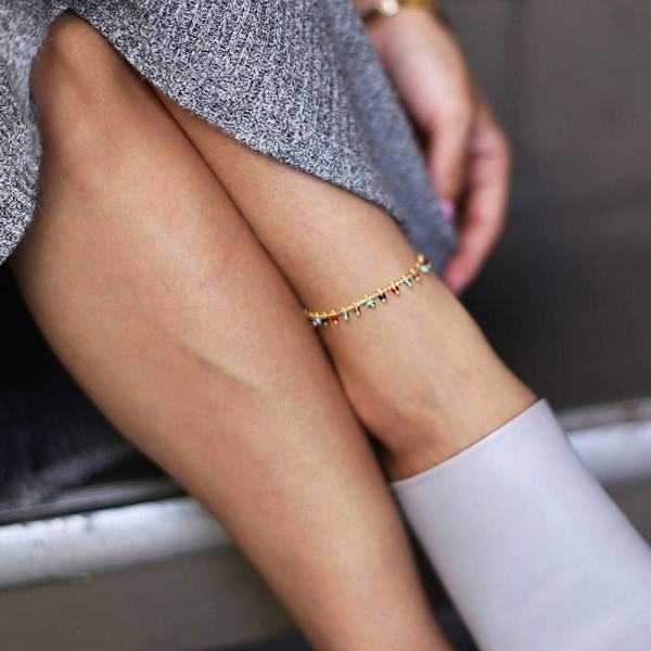 Boho Blå Sköldpadda Anklets för Kvinnor Flickor Bohémiska Flerskikts Pärlor Handgjorda Strand Ankel Armband Set Boho Fot Smycken