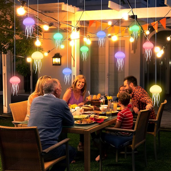 LED Jellyfish Lampa, RGB Gradient Jellyfish Lampa med Röststyrning och Smarta Tentakler för Hem, Kontor