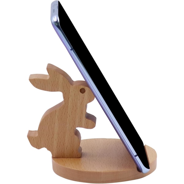 Söt kaninhållare för mobiltelefonställ Trä-skrivbordshållare för smartphones för alla mobiltelefoner
