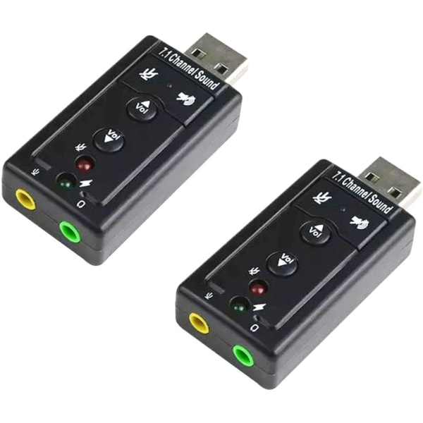 2 pakke 7.1 lydkort USB-lydkort Eksternt lydkort Drive-fri uavhengig lydkort Tilbehør til datamaskinhodesett