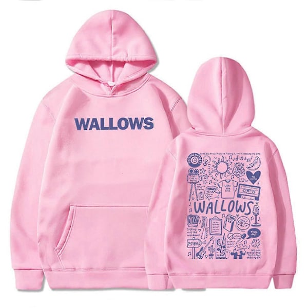 Wallows Hoodie Wallows Musik Hoodie Wallows Merchandise Rockmusik Hoodie Unisex Tröja Toppar Streetwear pink S