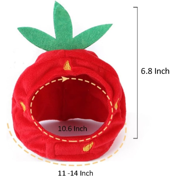 XS Hund Halloween Kostyme Justerbar Katt Jordbær Lue Søt Kjæledyr Hodeplagg Valp Varm Lue Valp Kanin Hode Tilbehør (Jordbær)