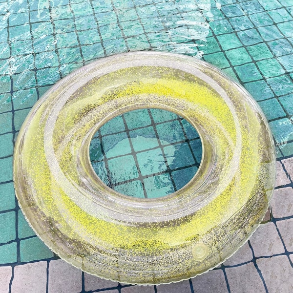 Innerslangar för pool vuxen, simring med konfetti glitter, sommar pool transparenta uppblåsbara slangar för vuxna barn (6PCS)