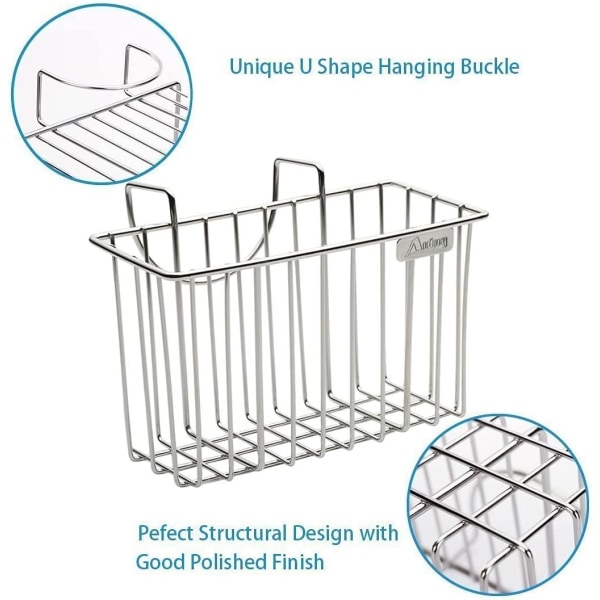 Køkken Svamp Holder, Aiduy Vask Caddy Pensel Opvaskemiddel Drainer Rack - Rustfrit Stål