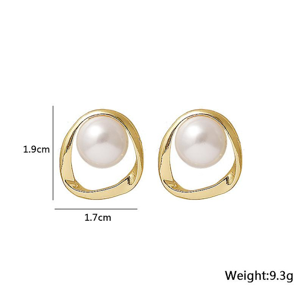 Imitation Pearl Øreringe til Kvinder Guld Farve Runde Stud Øreringe Julegave Uregelmæssigt Design Usædvanlige Øreringe (2 Par) Betterlifefg