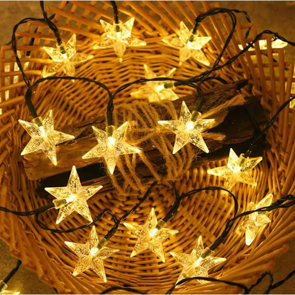 Sun Star ljusslinga, solcellslampor för utomhusbruk, solcellslampor för utomhusbruk, vattentäta (6 m 30 LED, varmvitt)