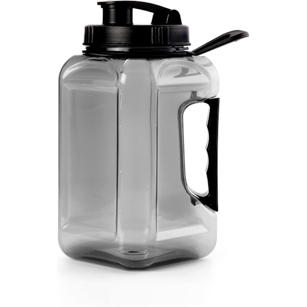 1,9 litran vesipullo, suuri urheilupullo vesipullo aikamerkinnällä BPA-vapaa uudelleenkäytettävä kuntosali urheilu ulkoilu 64oz harmaa