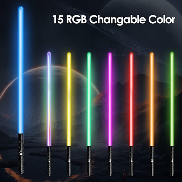 Ljusstarkt ljussvärd RGB 15 färger utbytbara elektroniskt ljussvärd ljud (1:a - silverfärgad) - WELLNGS