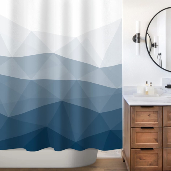 Designers populära duschdraperi, Ombre blå tyg moderna duschdraperier för badrumsinredning