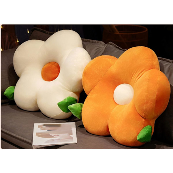 Blomsterformet lændepude, kontor, klasseværelse, lang pude, polstret sæde, sofa, sengepude (17,7 tommer * 15,7 tommer, orange)