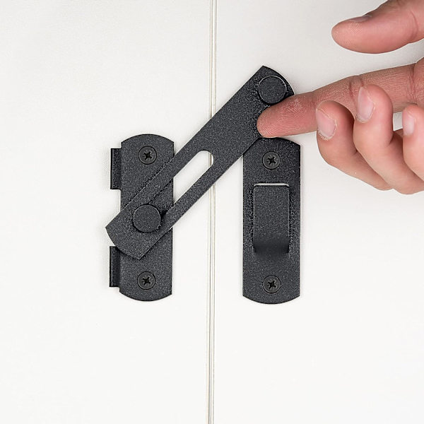 4-pack ladugårdsdörrlås, 3,93 tum x 2,75 tum matt svart rostfritt stål ladugårdsport flip dörrlås tvådelad dörrlås, skjutdörr