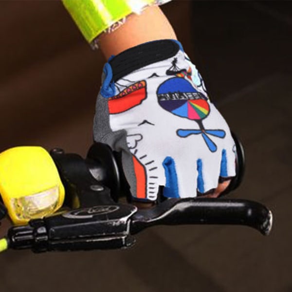 Cykelhandskar | Fingerlösa handskar för barn | Perfekt för cykel, scooter och skateboard | Idealisk för pojkar och flickor-Blå-M