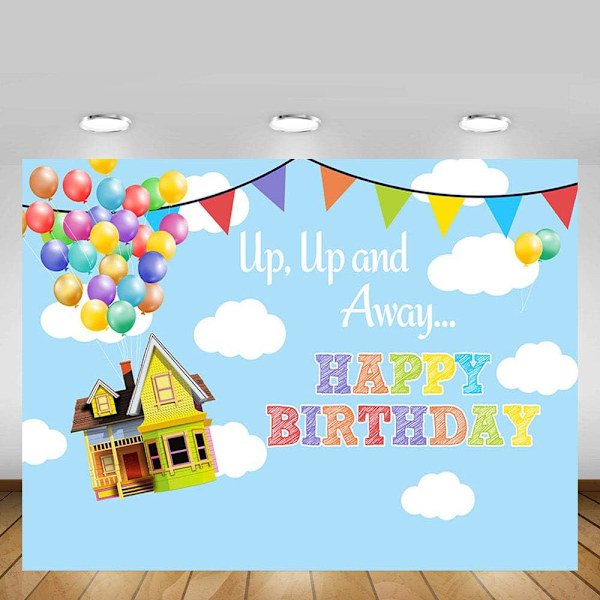 UP syntymäpäiväjuhlat valokuvastudio tausta rekvisiitta poika seikkailu onnellinen syntymäpäivä Up Up and Away ilmapallot juhla koristeet  7x5ft