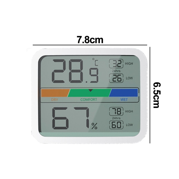 Innendørs termometer, digital temperatur- og fuktighetsmonitor med min- og maksregistratorindikator