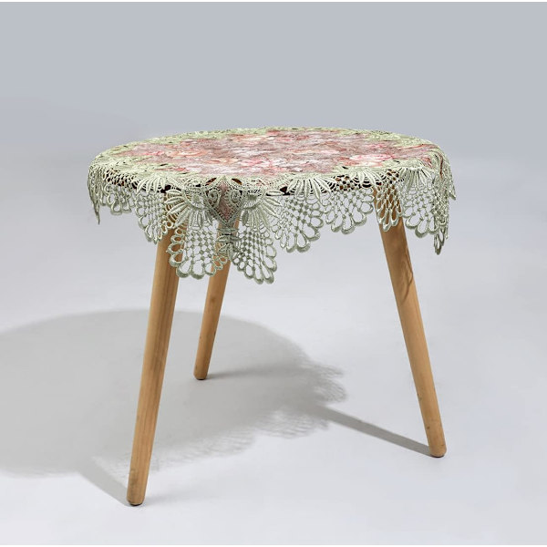 Ylellinen neliönmuotoinen pieni pöytäliina, elegantti kukkakuvioitu brodeerattu pitsiliina juhliin, keittiöön, ruokailuun, piknik-koristeluun (tyyppi E, 22\"x22\")