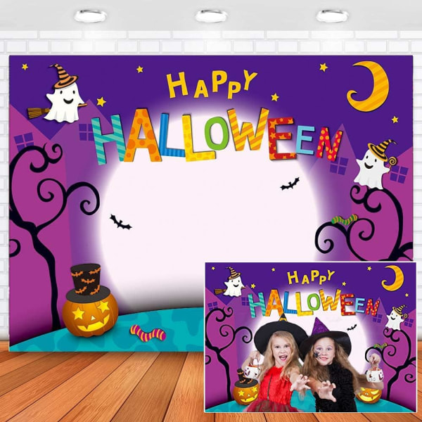 5x3ft Halloween Baggrund Tegneserie Halloween Foto Baggrund Græskar Måne Fotografi Baggrund Glad Halloween Fest Dekoration Kage Bord Banner