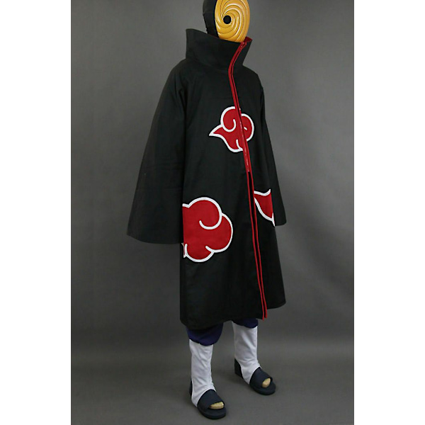 Naruto Akatsuki Tobi Uchiha Obito Viitta Kaapu Takki + Hartsimaski Cosplay-asu Black XL