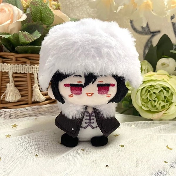 Plyschnyckelring, 4\" söt Chibi plyschfigur Nyckelring Hänge för ryggsäck, Dazai Osamu Chuuya Rampo Dostoevsky Plysch för BSD-fans (Dostoevsky)