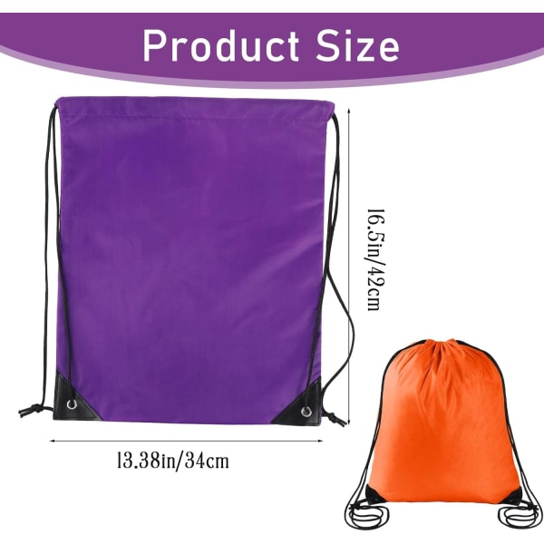 2PCS Drawstring Bags PE Bags Drawstring Gym Bag Orange Purple Draw String Bags Drawstring Backpack for Sports, Gym, Travel, Swimming, Beach