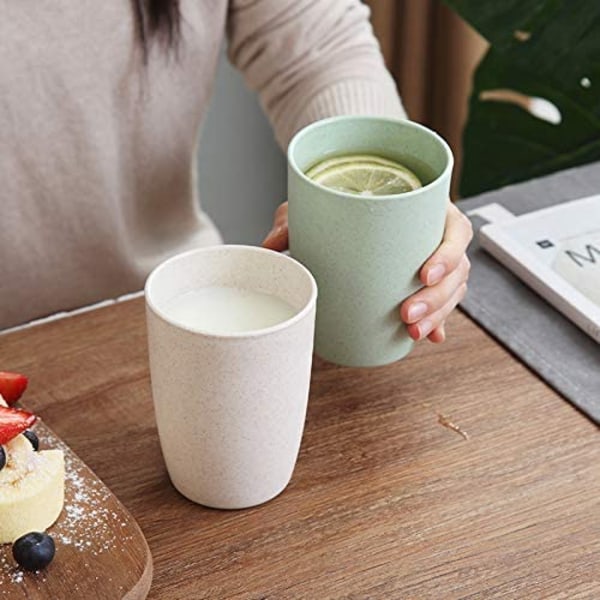Ekologisk återanvändbar mugg för vuxna (12oz), vetehalm biologiskt nedbrytbar hälsomugg set om 5 - Flerfärgad, diskmaskinssäker - Lila