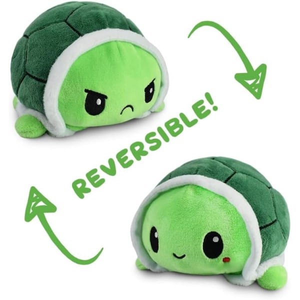 Den ursprungliga vändbara sköldpaddspluschen - grön - söta sensoriska kramdjur som visar ditt humör 4 tum