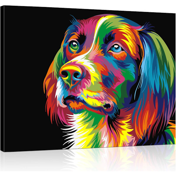 Digital målning för barn och vuxna nybörjare, DIY akrylfärg på canvas målningskit, 40*50 cm färgad hund [orammad